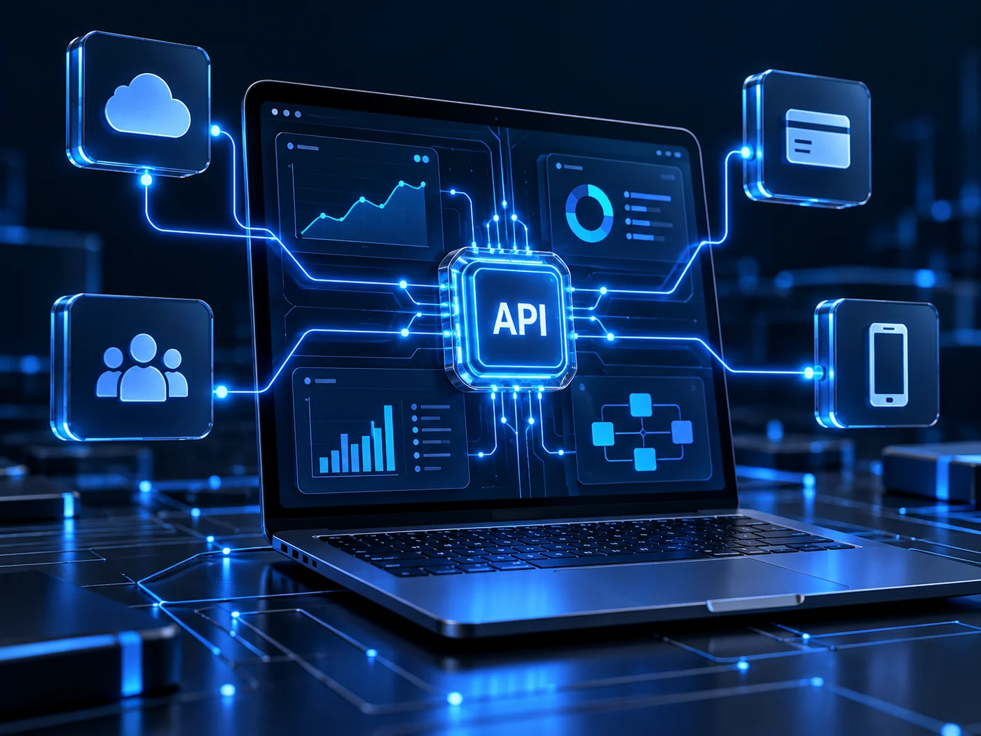 Central API hub connecting business systems and cloud services