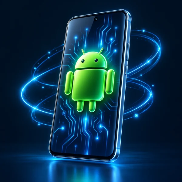 Blue Android mascot illustration for Android app development
