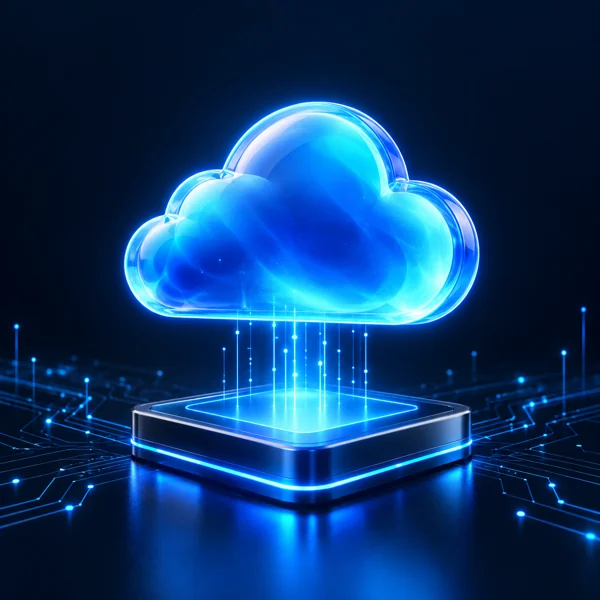 Blue cloud representing SaaS applications
