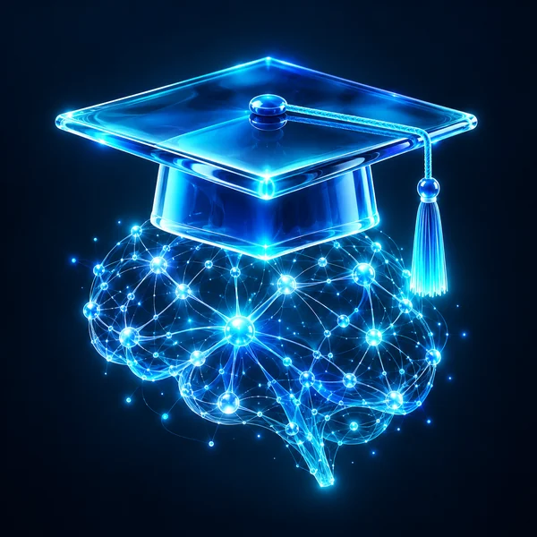 Graduation cap and neural brain representing domain-specific AI agents