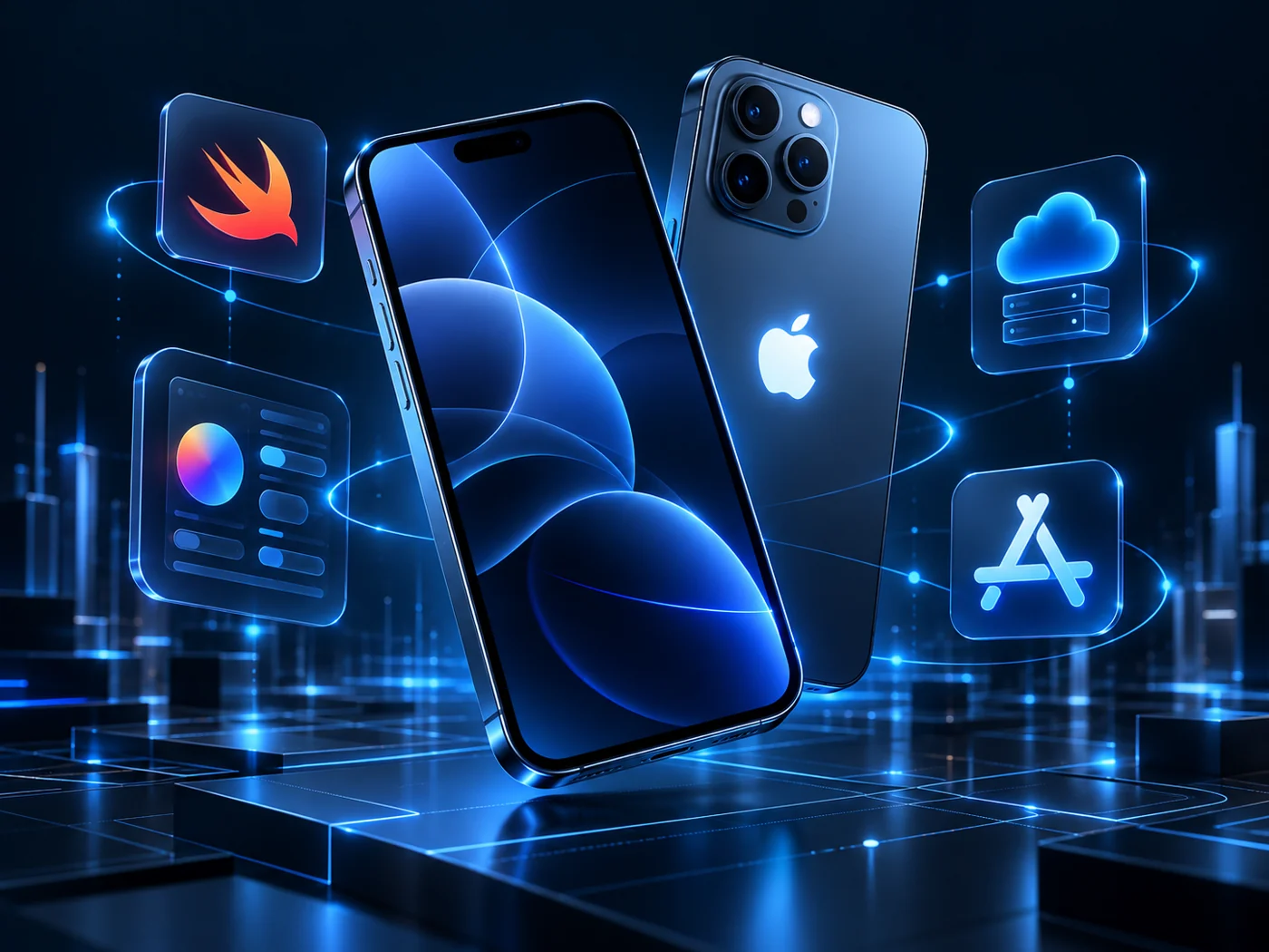 ios app development hero — mobile technology illustration