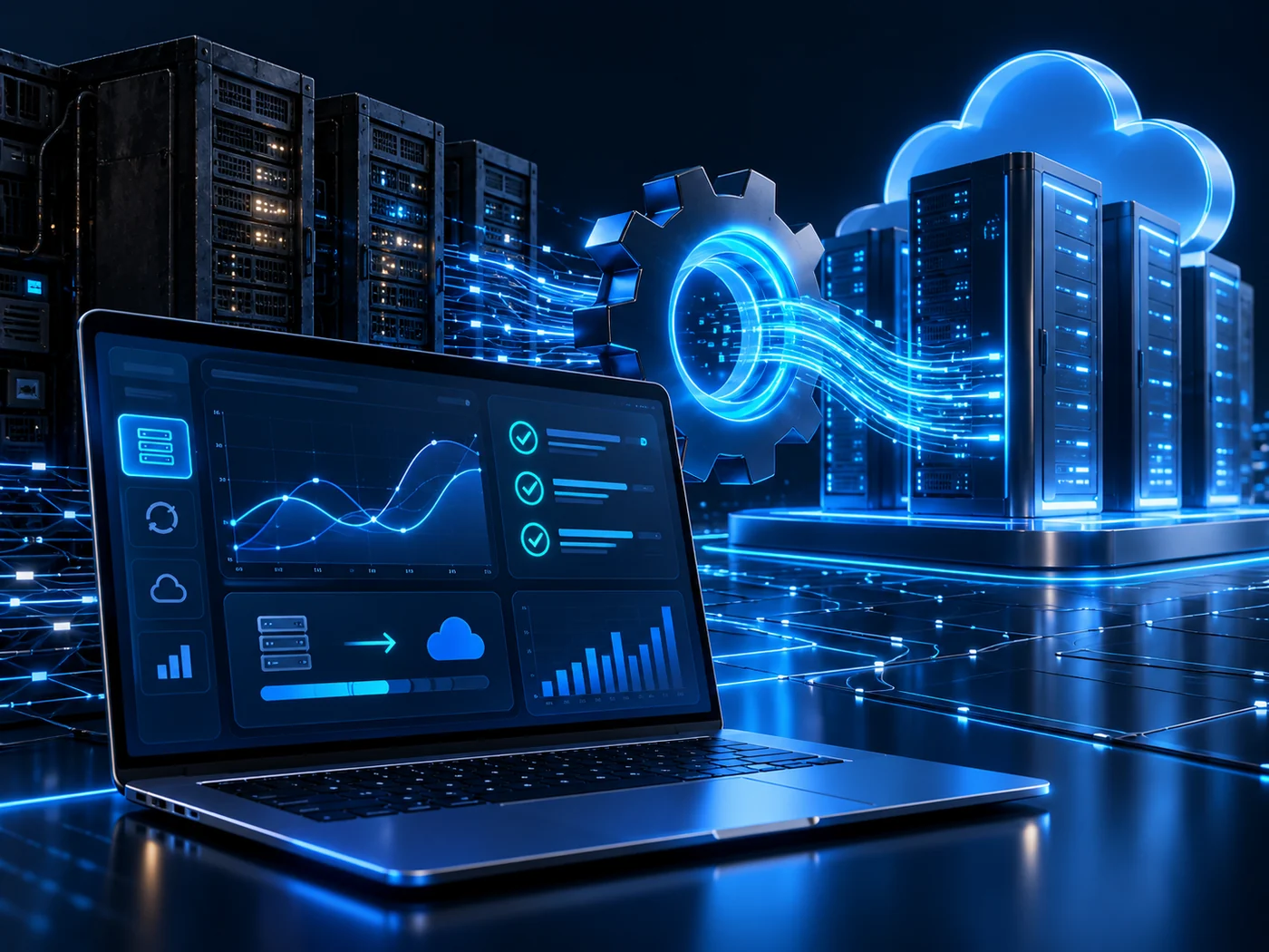 Legacy servers connected to a modern cloud platform