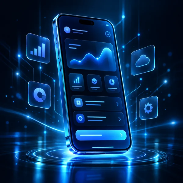 Mobile business application dashboard on a smartphone