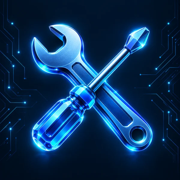 Wrench and screwdriver representing website maintenance